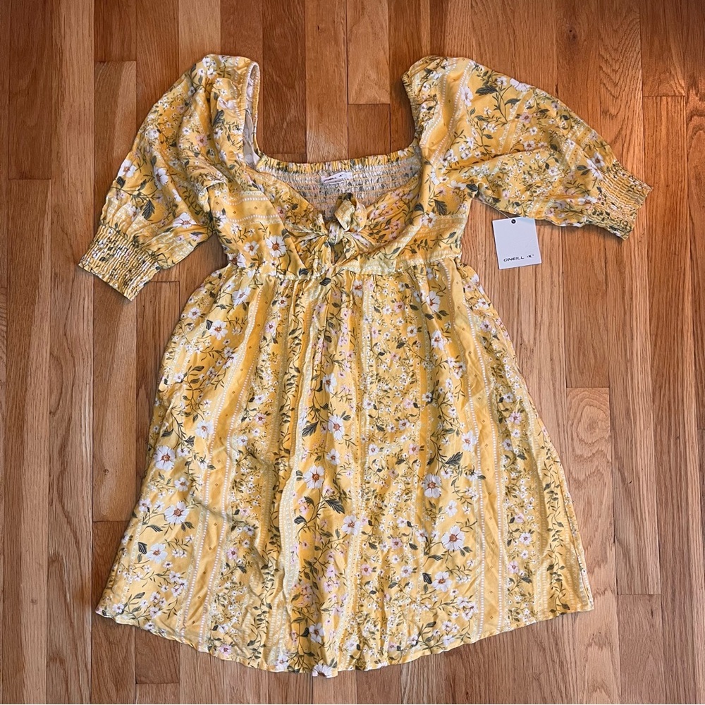 O'Neill Cream Tan Ruffled Tiered Sundress